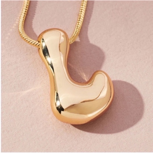 New! Anthropologie Gold Bubble Initial Monogram Letter Necklace NWOT - Picture 1 of 3